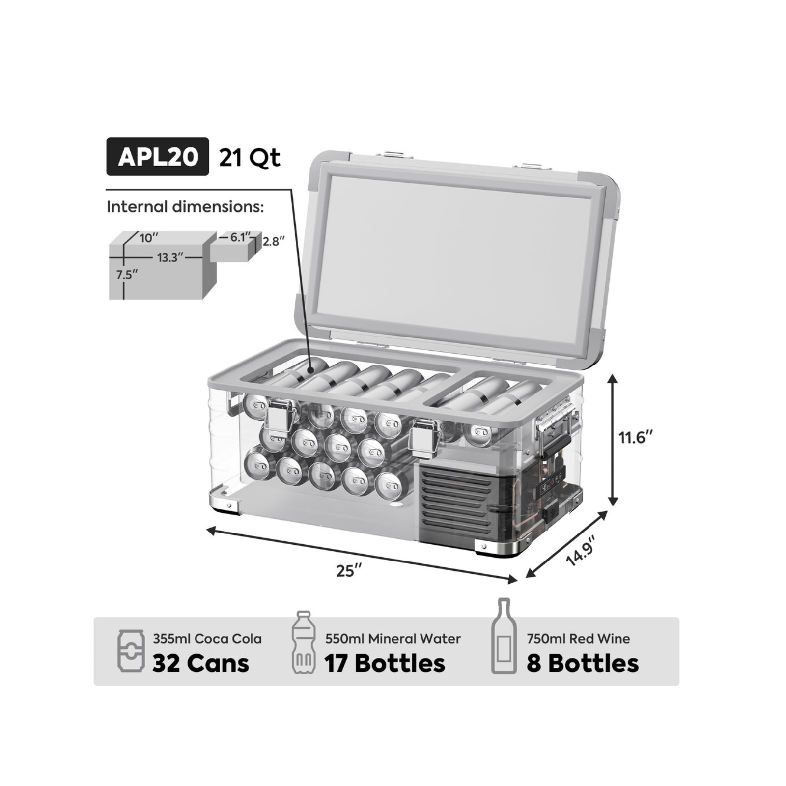 APL20 Light Duty Aluminum Freezer Single Zone | ICECO | 20 LT APL Series ICECO- Overland Kitted