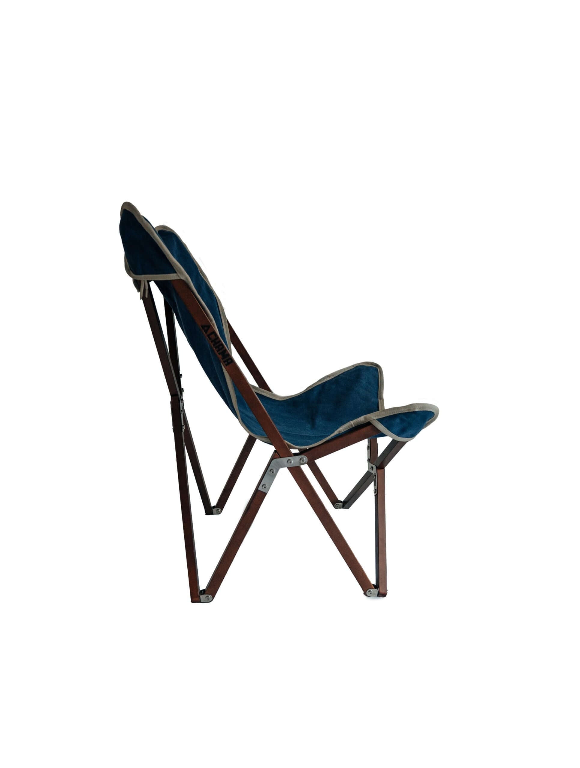 Chama Vaquero chair in Azul canvas, side profile