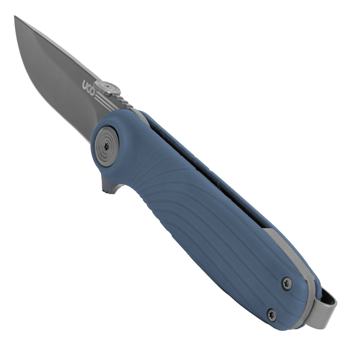 Gray UCO Whidbey Mini folding knife open, product shot