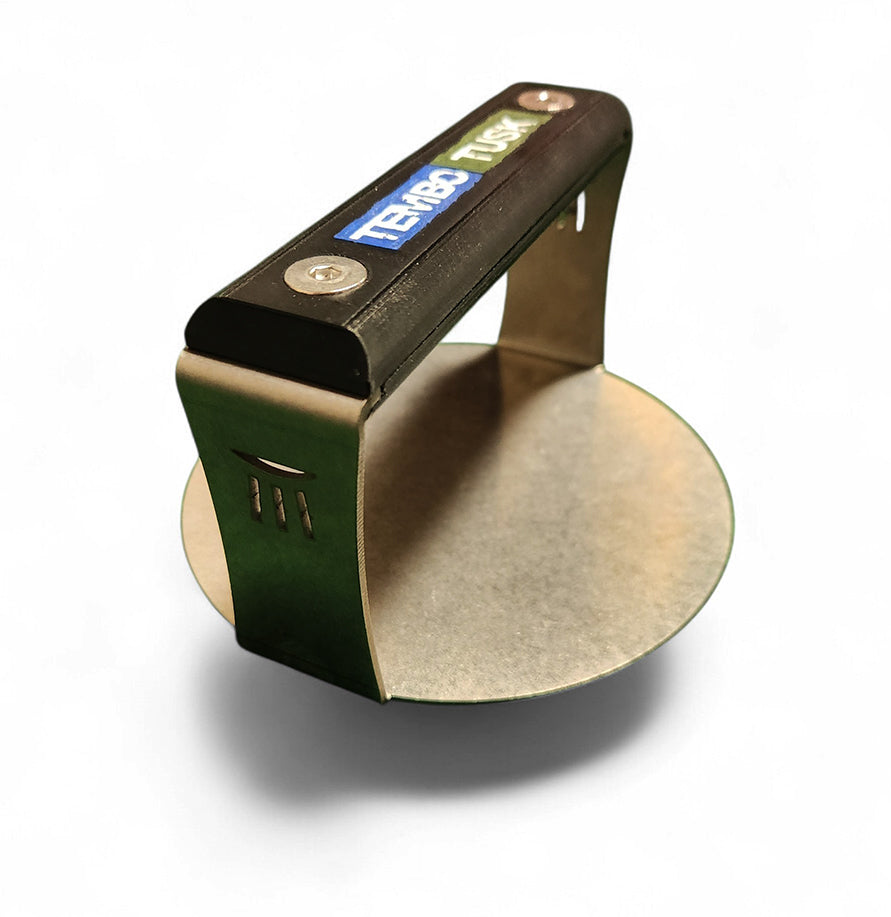 TemboTusk Burger Smasher 3000 with 3D-printed handle