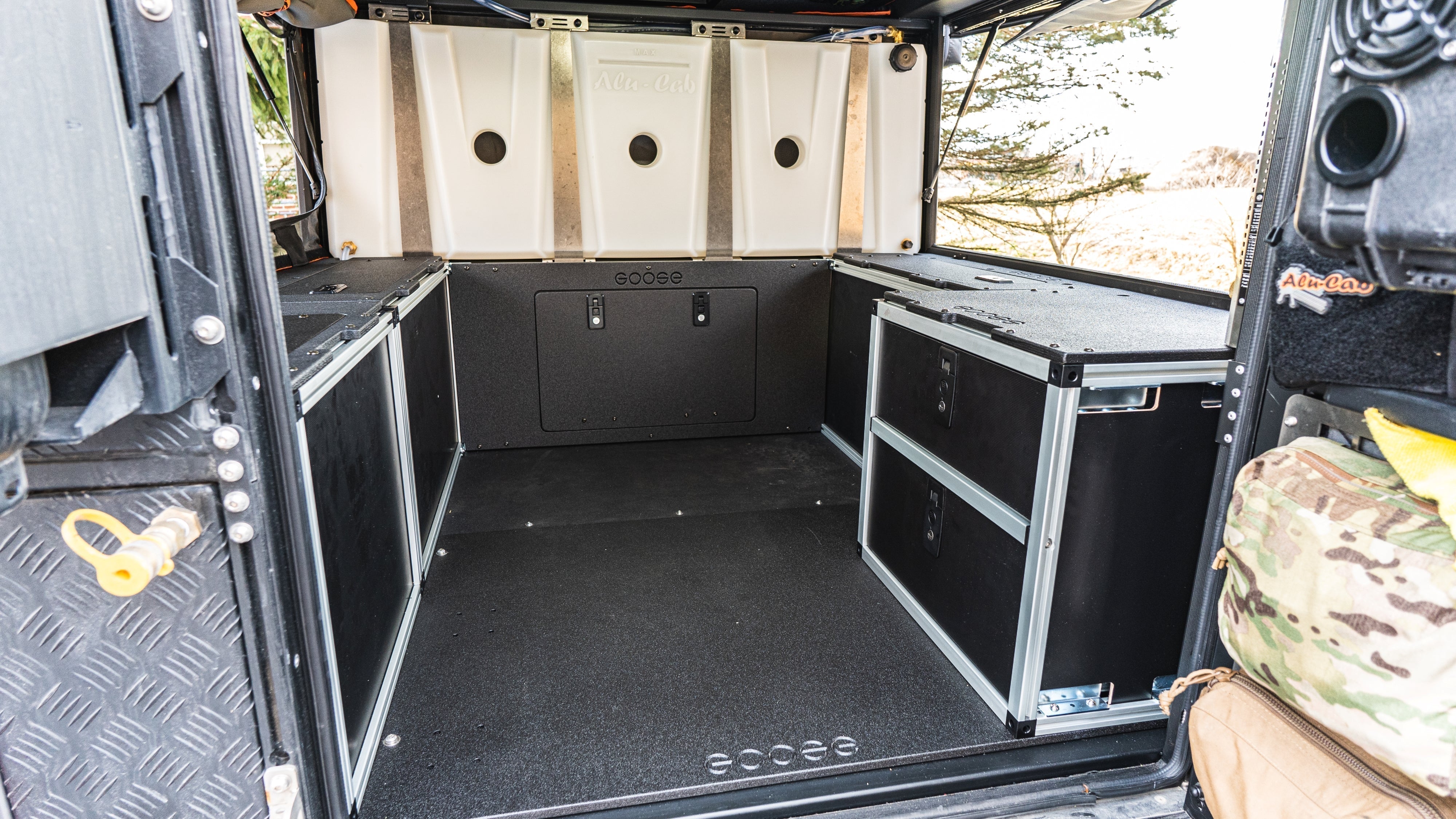 Alu-Cab Canopy Camper V2 - Toyota Tacoma 2005-Present 2nd & 3rd Gen. - Rear Double Drawer Module - 5' Bed Camper Goose Gear- Overland Kitted