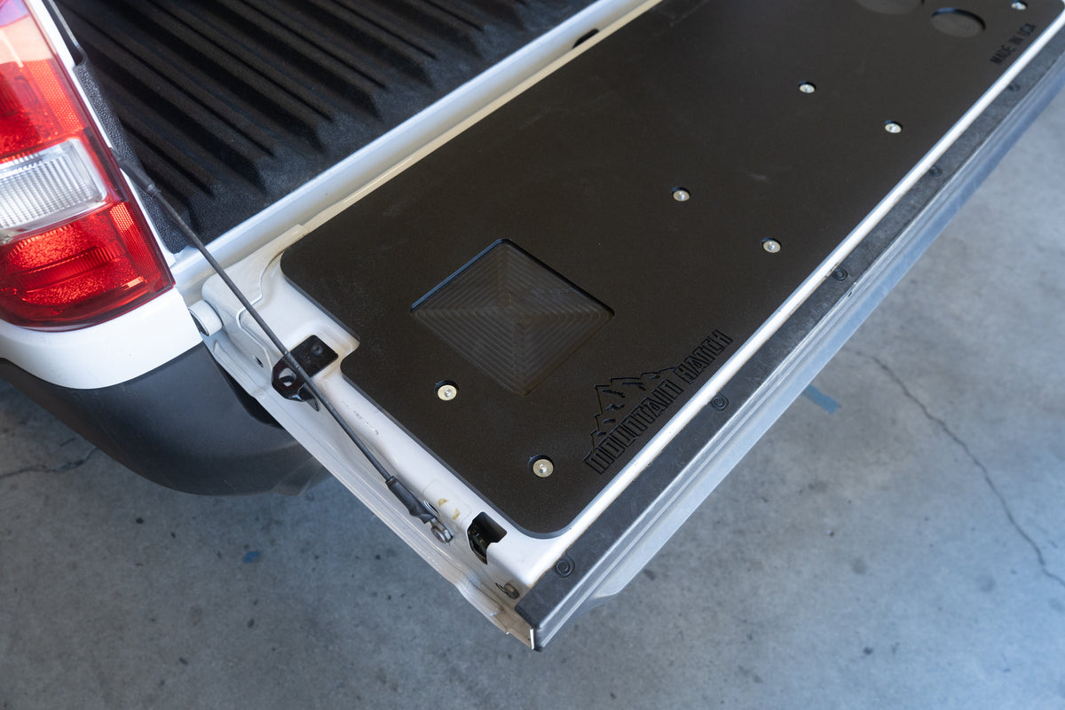 Mountain Hatch panel on a Ford Maverick tailgate viewed from the driver-side taillight