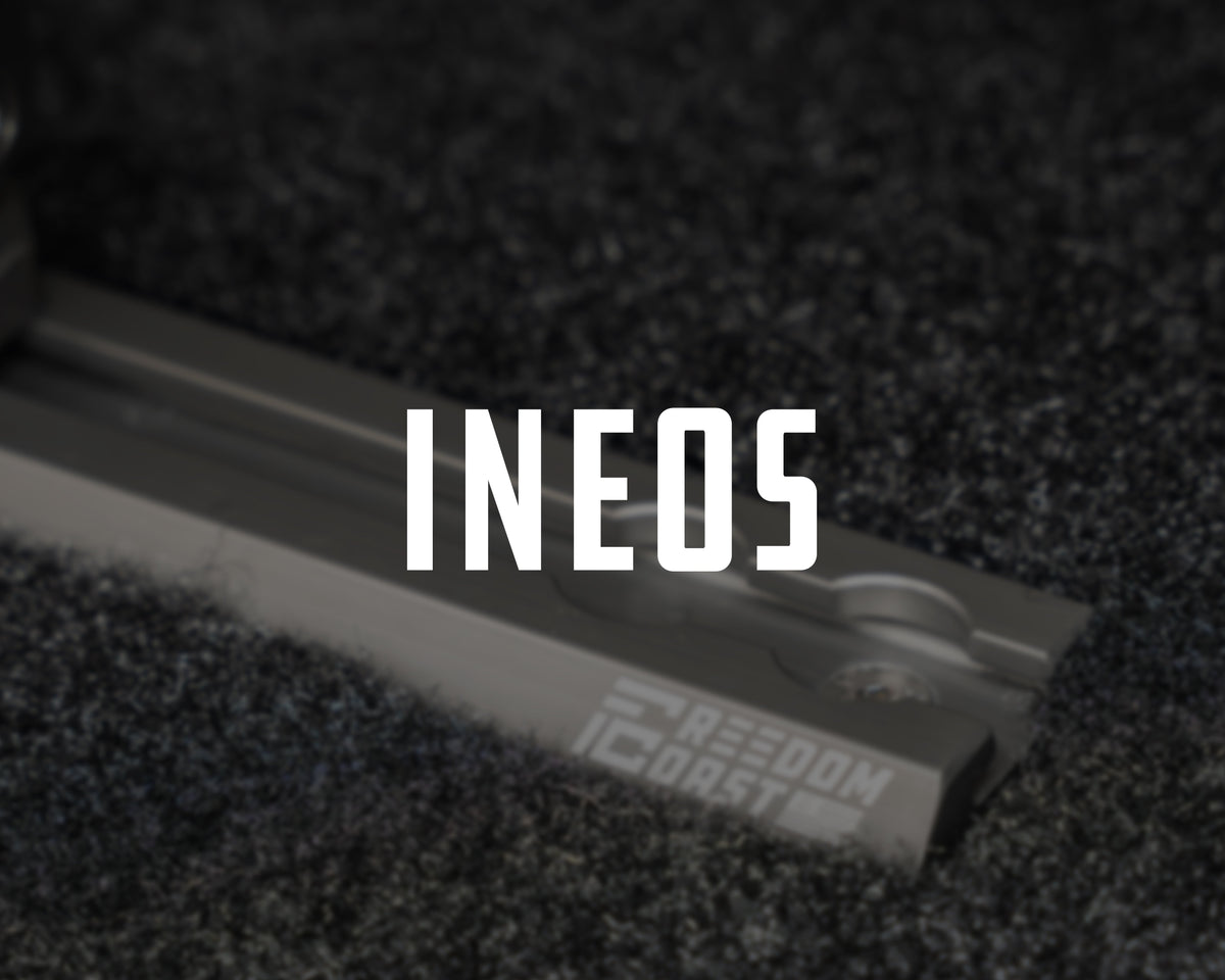 Freedom Track L-track rail for Ineos Grenadier, title card on carpet