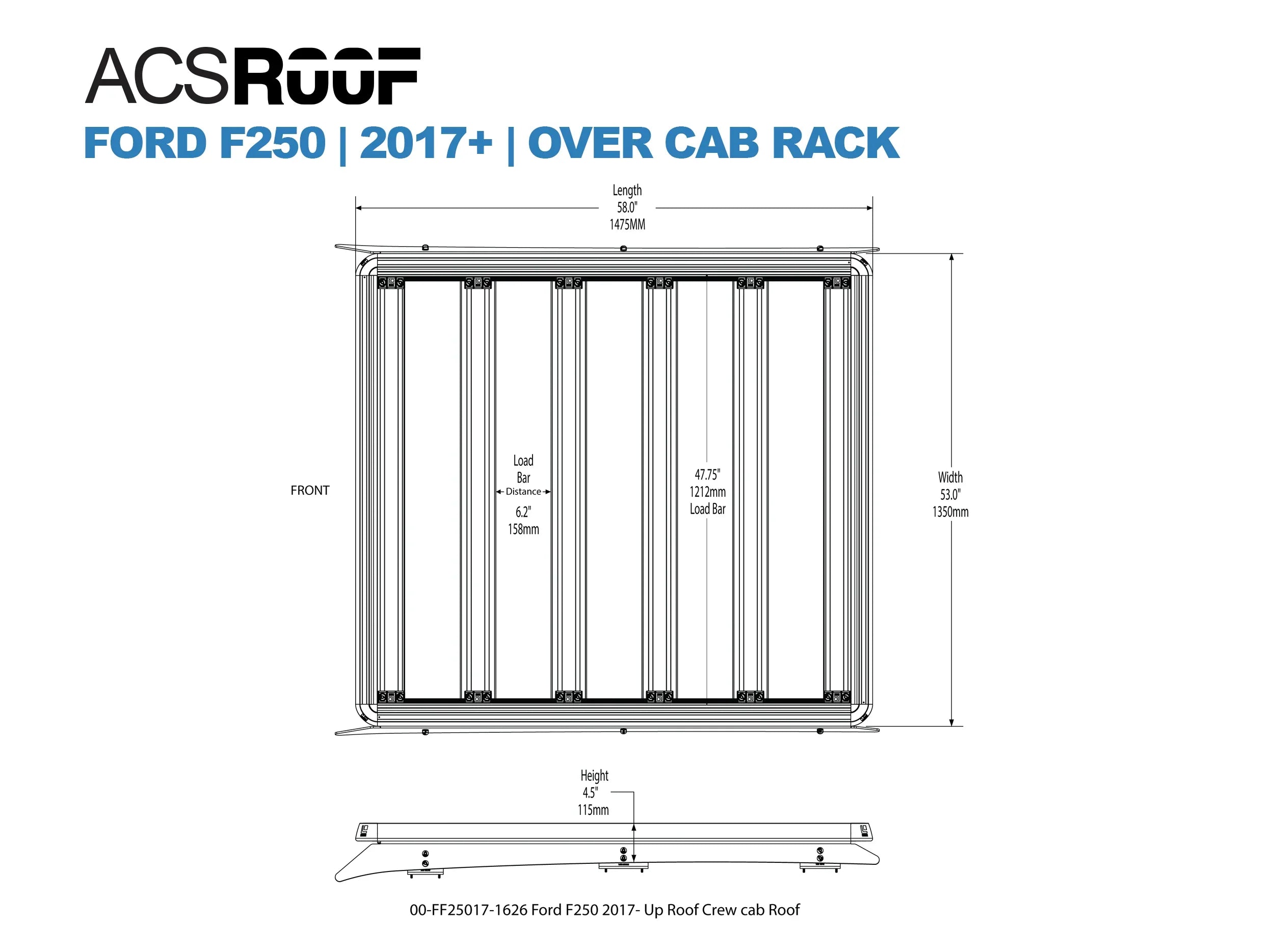 ACS ROOF | Over Cab Platform Rack for FORD FORD F250 - 2017+ | Over Cab Platform Rack | 00-FF25017-1626 Platform Rack Leitner Designs- Overland Kitted