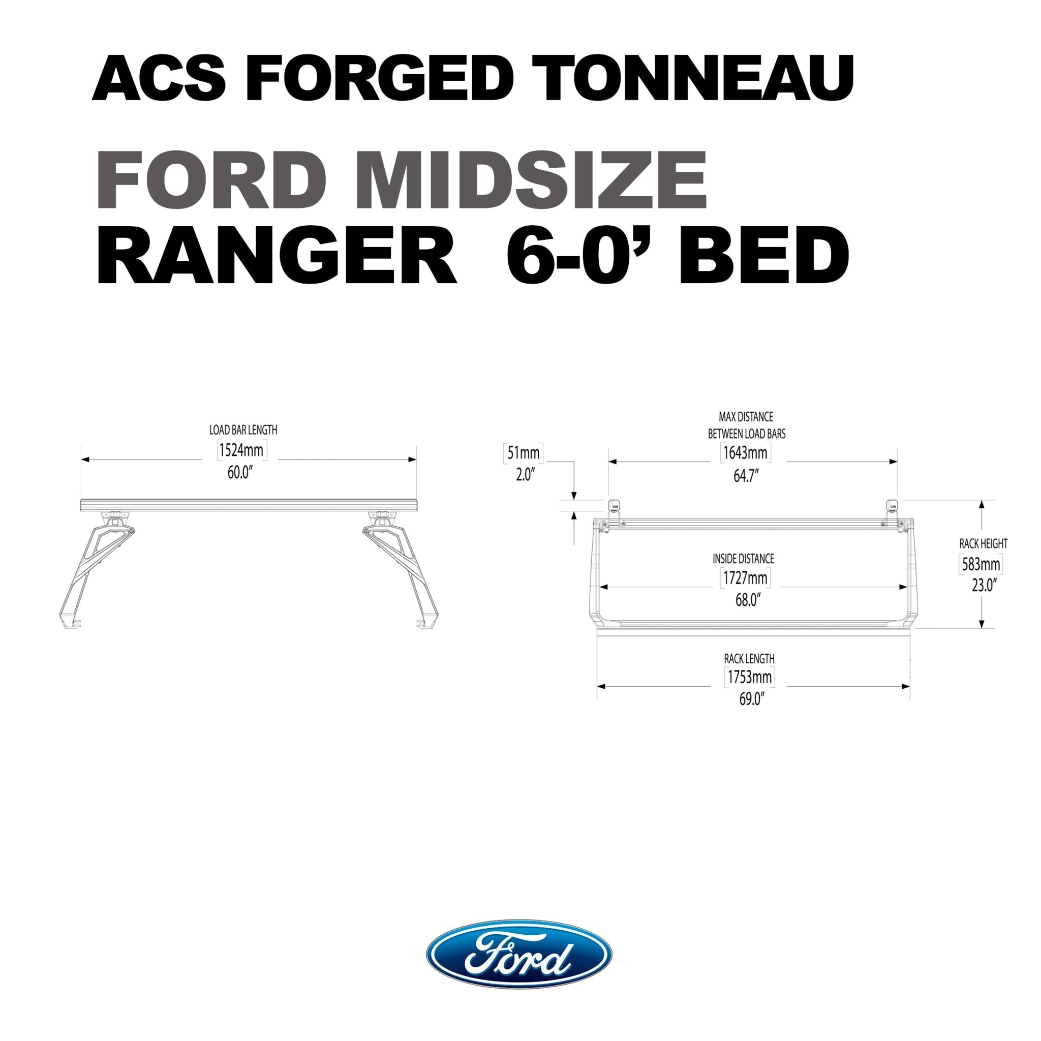 Ford Ranger 6' ft. Bed | Ford Ranger ACS FORGED 6' ft. Bed - Leitner Designs