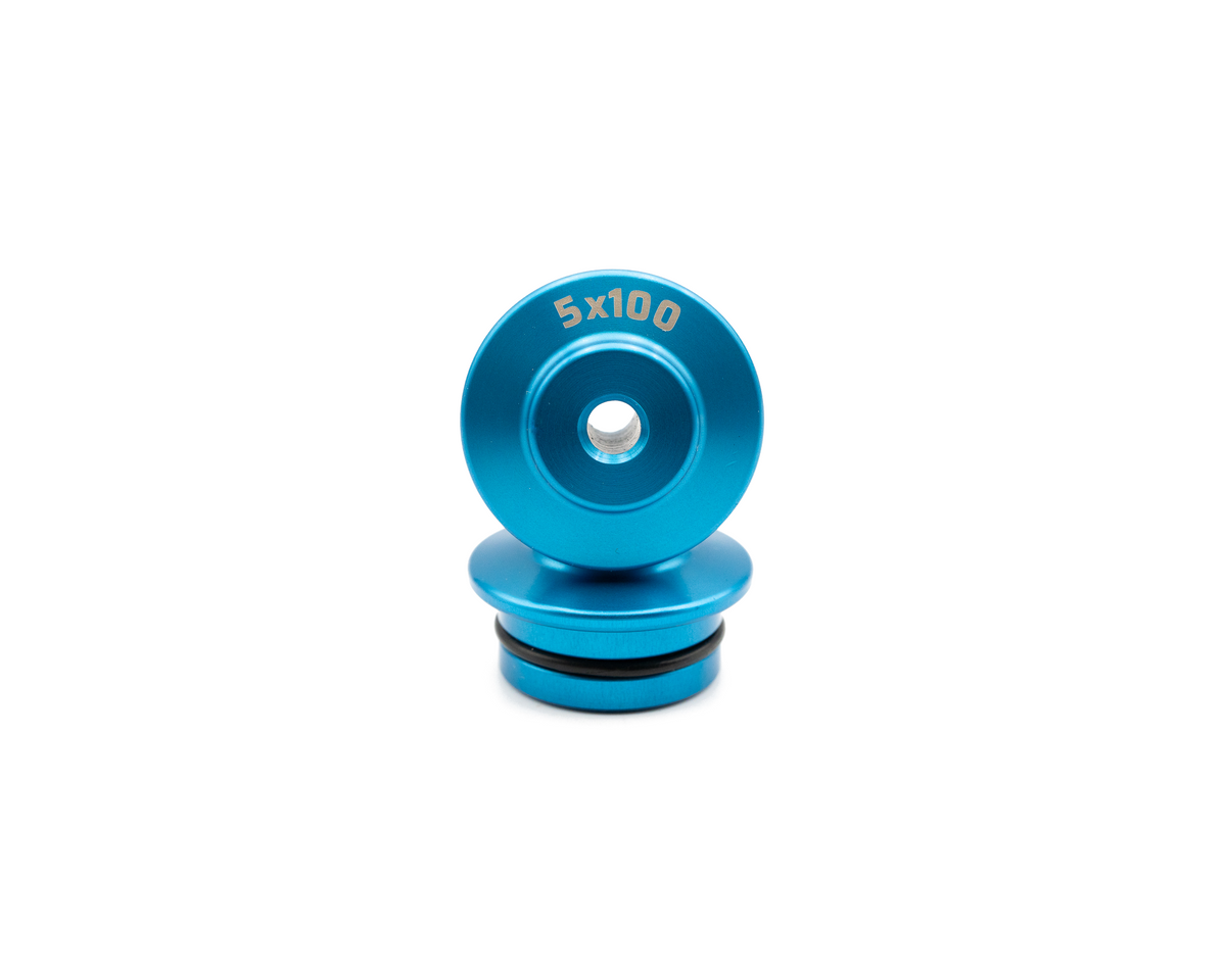 Blue 5x100 quick-release fork mount adapter