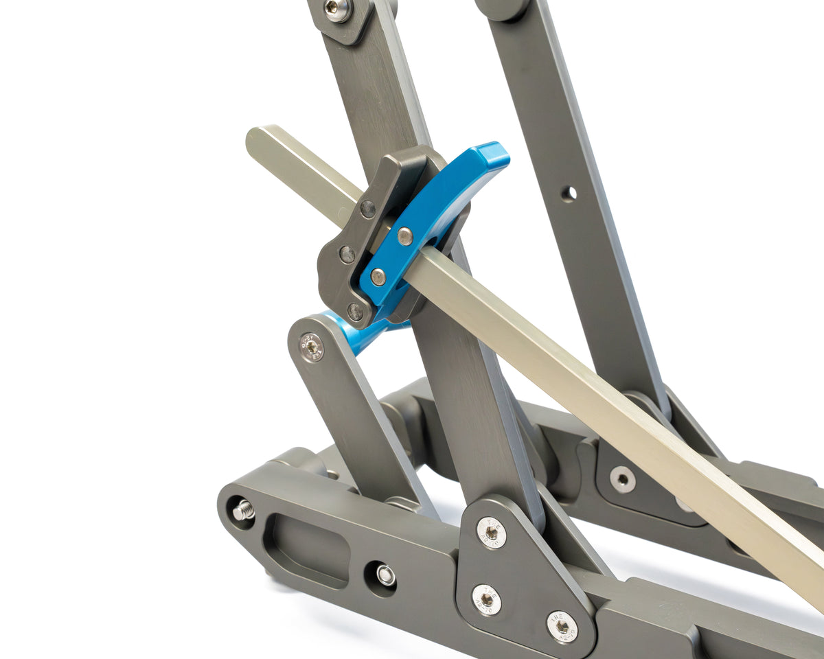 Close-up of the HOVR clamp arm and blue release lever