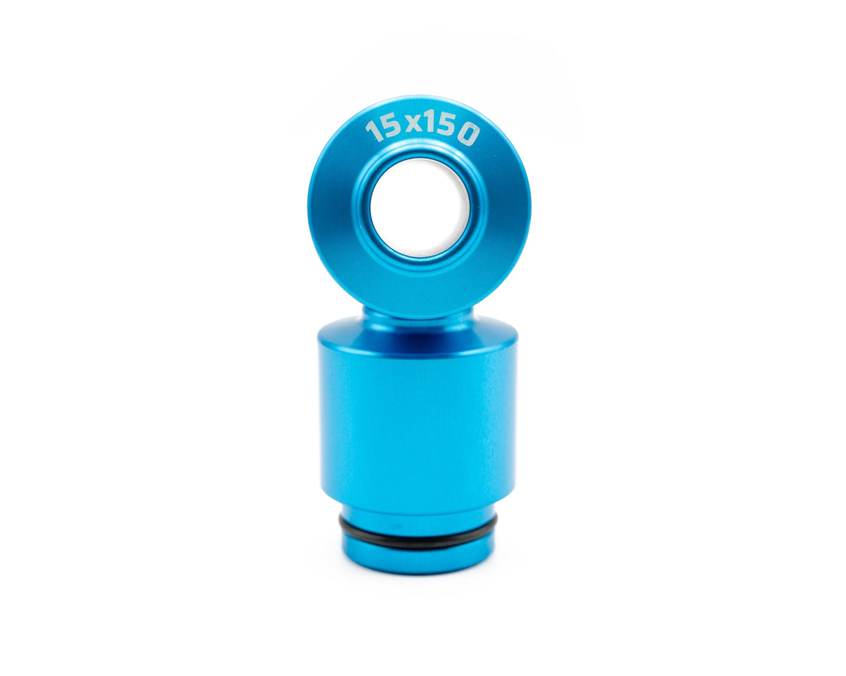 Blue 15x150 fat bike fork mount adapter