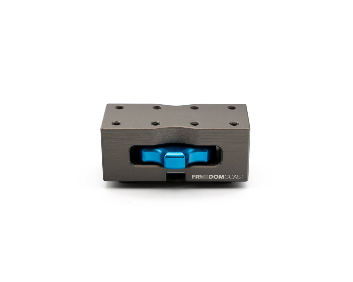 MODmount base front view showing quick-release knob and logo