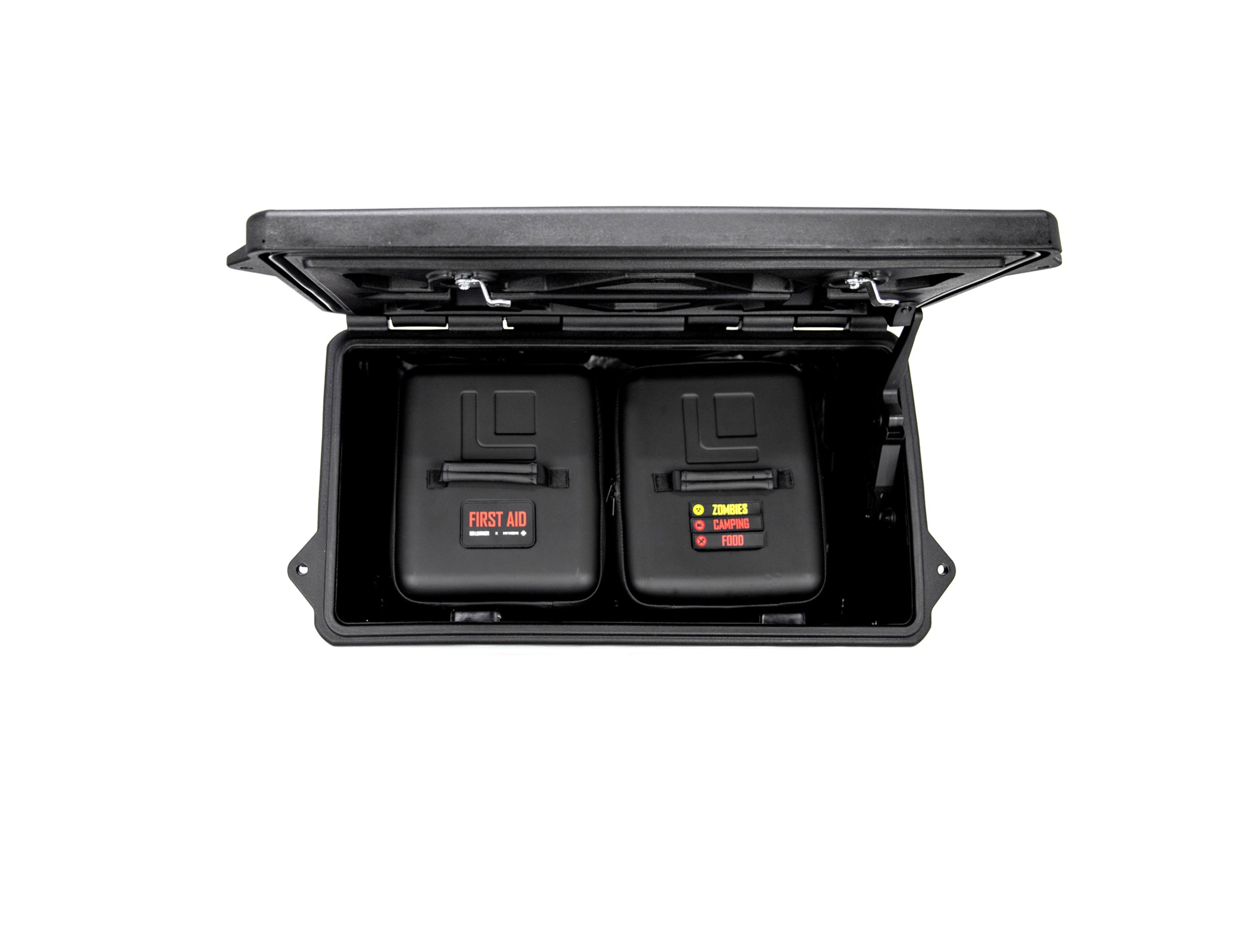OPENED GEARPOD DUAL WITH TWO UTILITY BAGS INSIDE 
