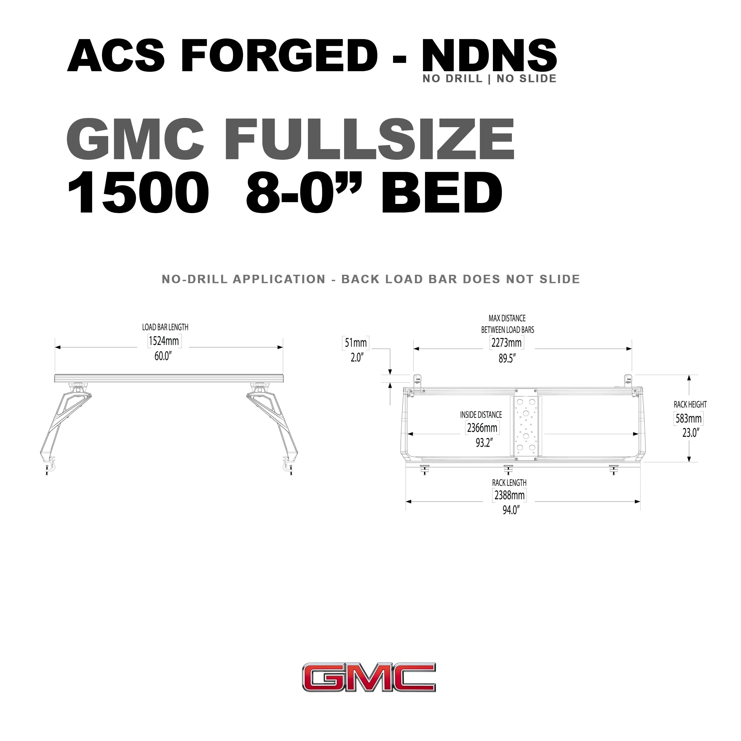 GMC Sierra 1500 8'0" bed with Leitner Designs ACS Forged NDNS