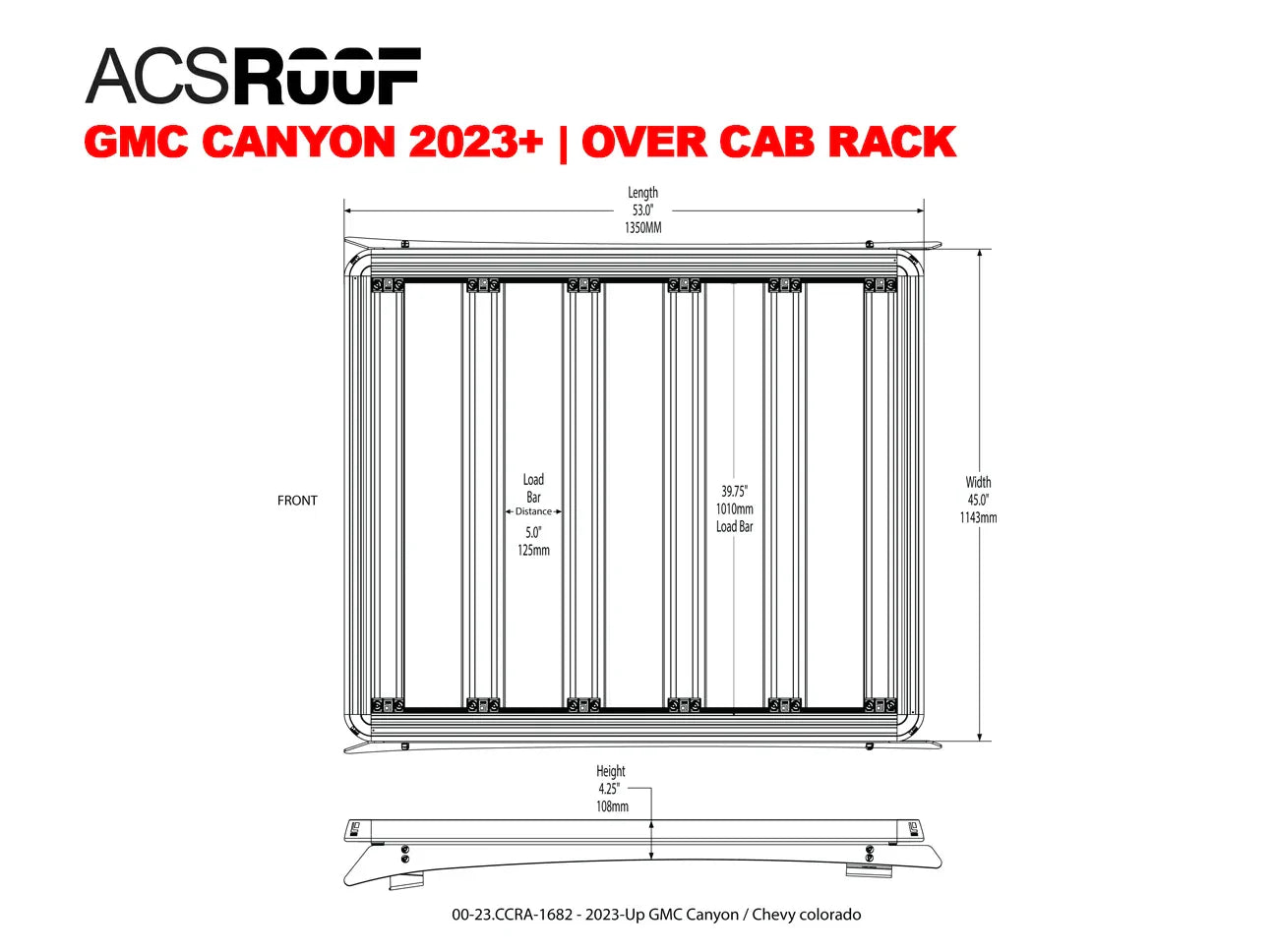 ACS ROOF | Over Cab Platform Rack for GMC ACS ROOF for GMC CANYON 2023+ Platform Rack Leitner Designs- Overland Kitted