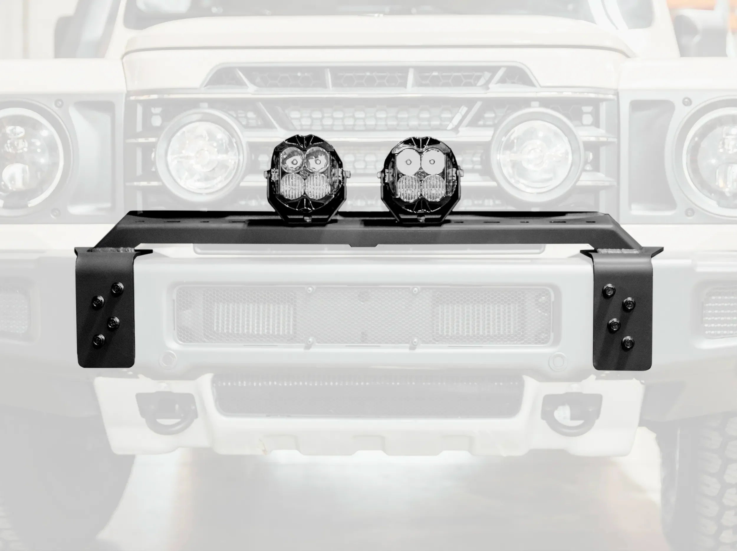 BLACK METAL FRONT BUMPER FOR GRENADIER TO MOUNT LIGHTS 
