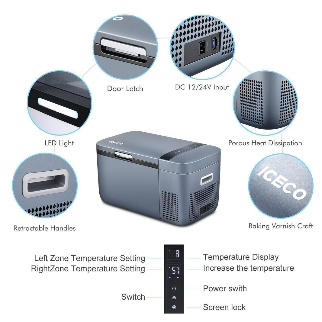 GO20 Dual Zone 12V Portable Freezer| ICECO | 20 LT GO Series ICECO- Overland Kitted