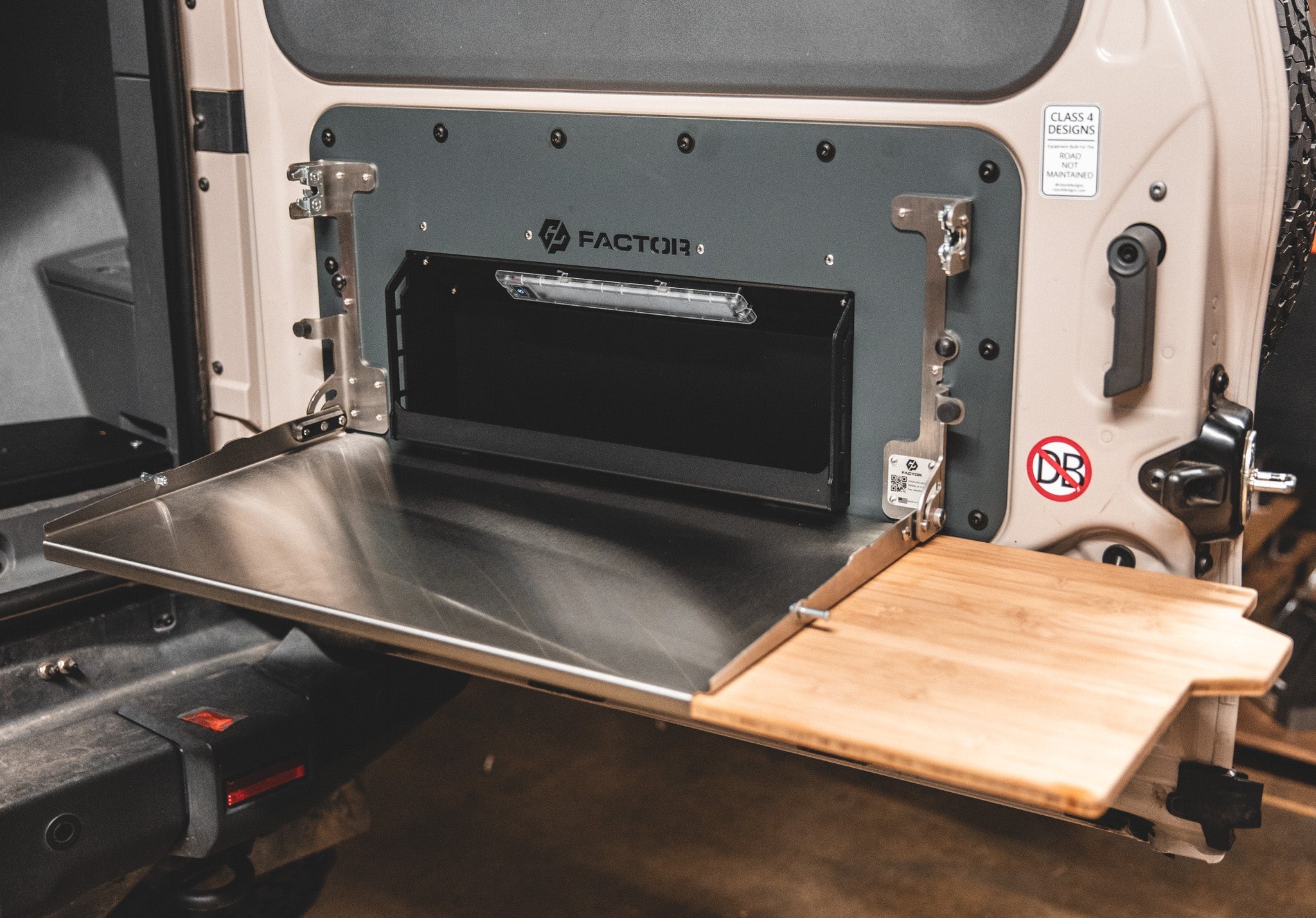 Ineos Grenadier V2 Folding Tailgate Table with Extended Storage Cubby