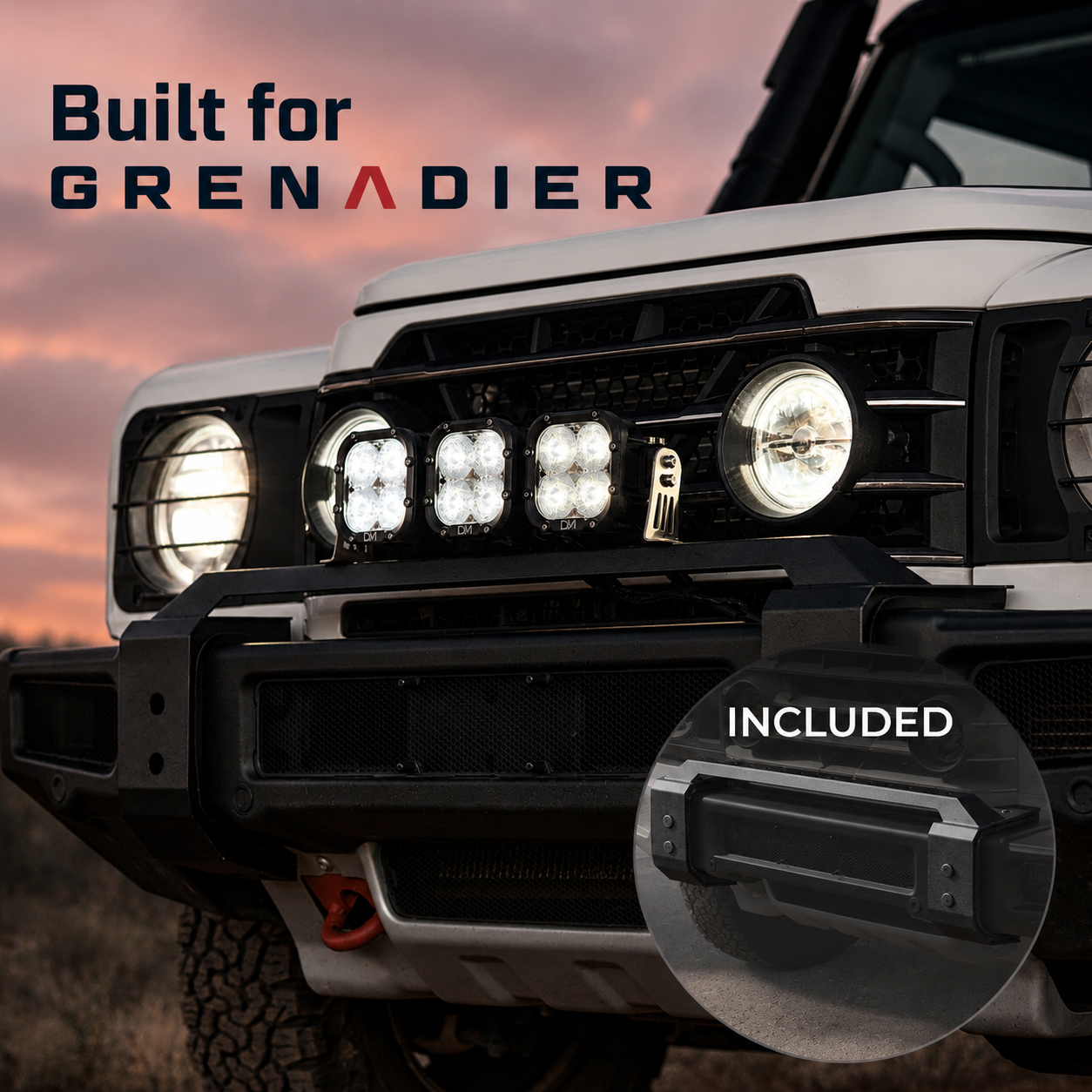 INEOS Grenadier Front Bumper Light Kit (Mount + 3-Light LED Bar)