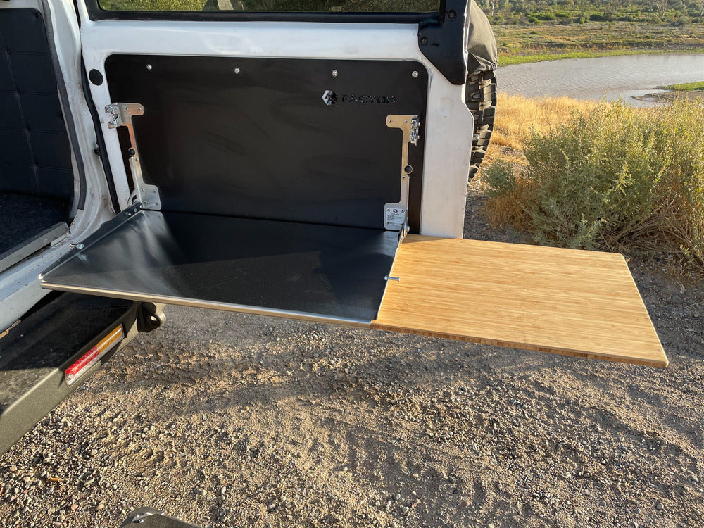 Land Cruiser 70 Series Folding Drop Table for Rear Door Table GP Factor- Overland Kitted