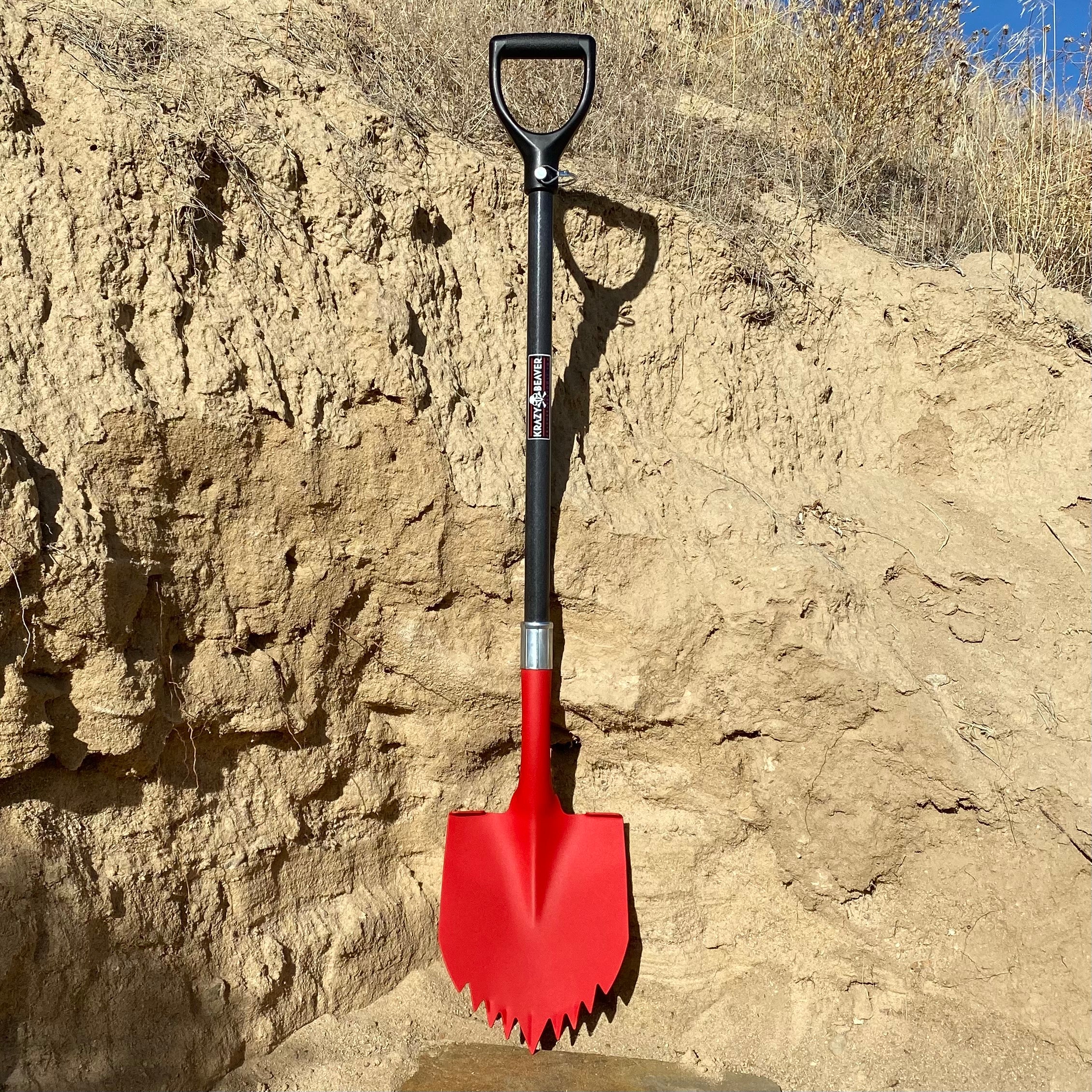 Krazy Beaver Shovel XL (Red Textured Head / Black Handle)  Recovery Gear, Camping gear, Shovel, Camping Krazy Beaver Tools- Overland Kitted