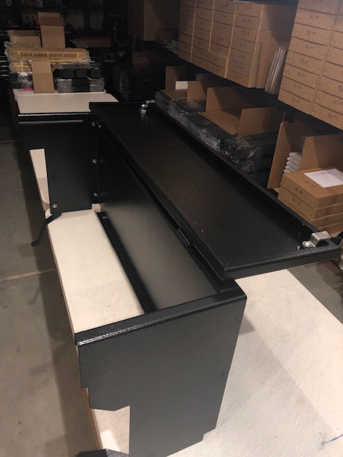 Locker on a table with the lid open