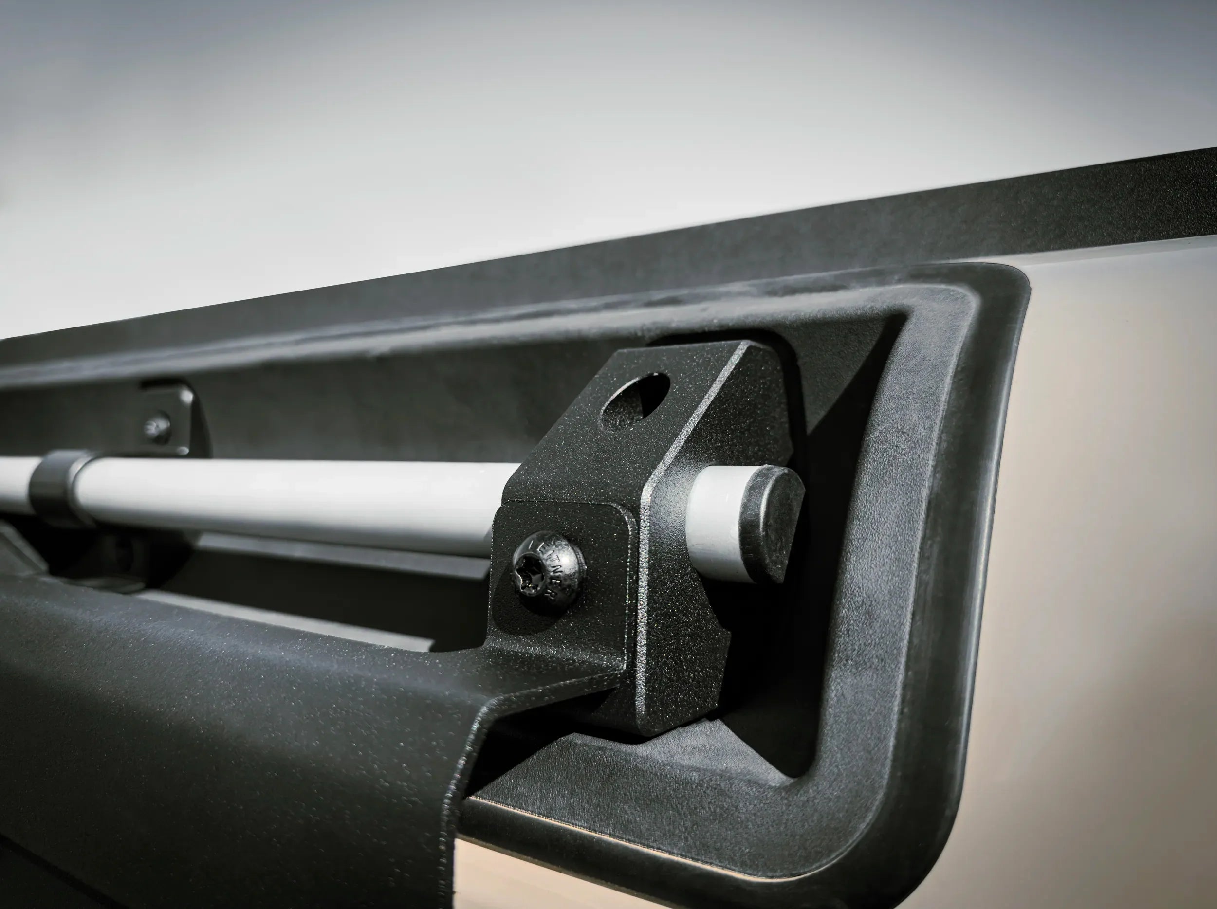 CLOSE UP VIEW OF INEOS GRENADIER UNIVERSAL SIDE KICK PANEL BRACKET MOUNTED
