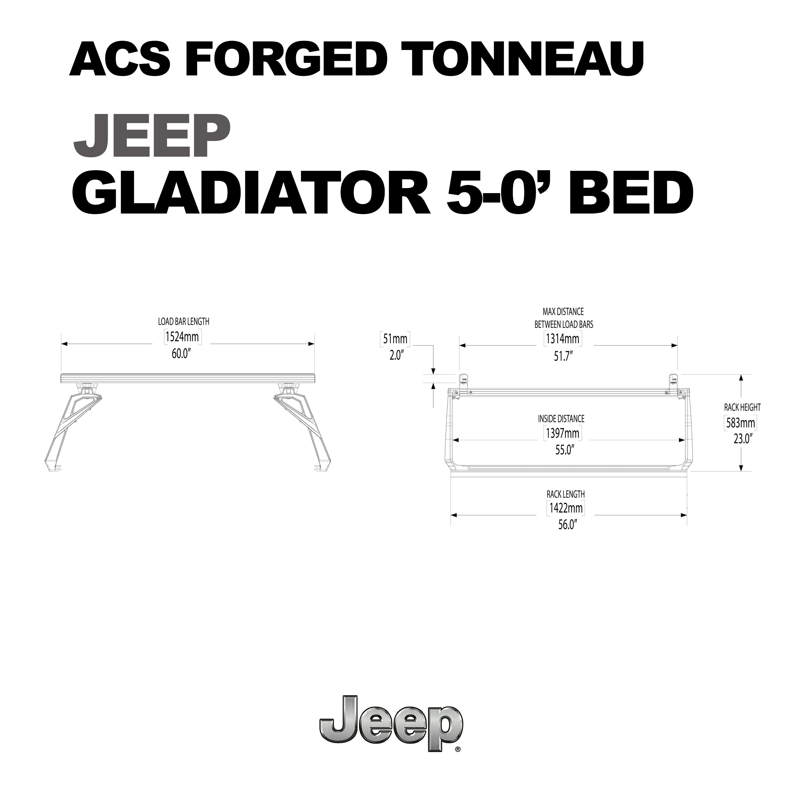 ACS FORGED TONNEAU - RACK ONLY - JEEP JEEP active-cargo-system Leitner Designs- Overland Kitted