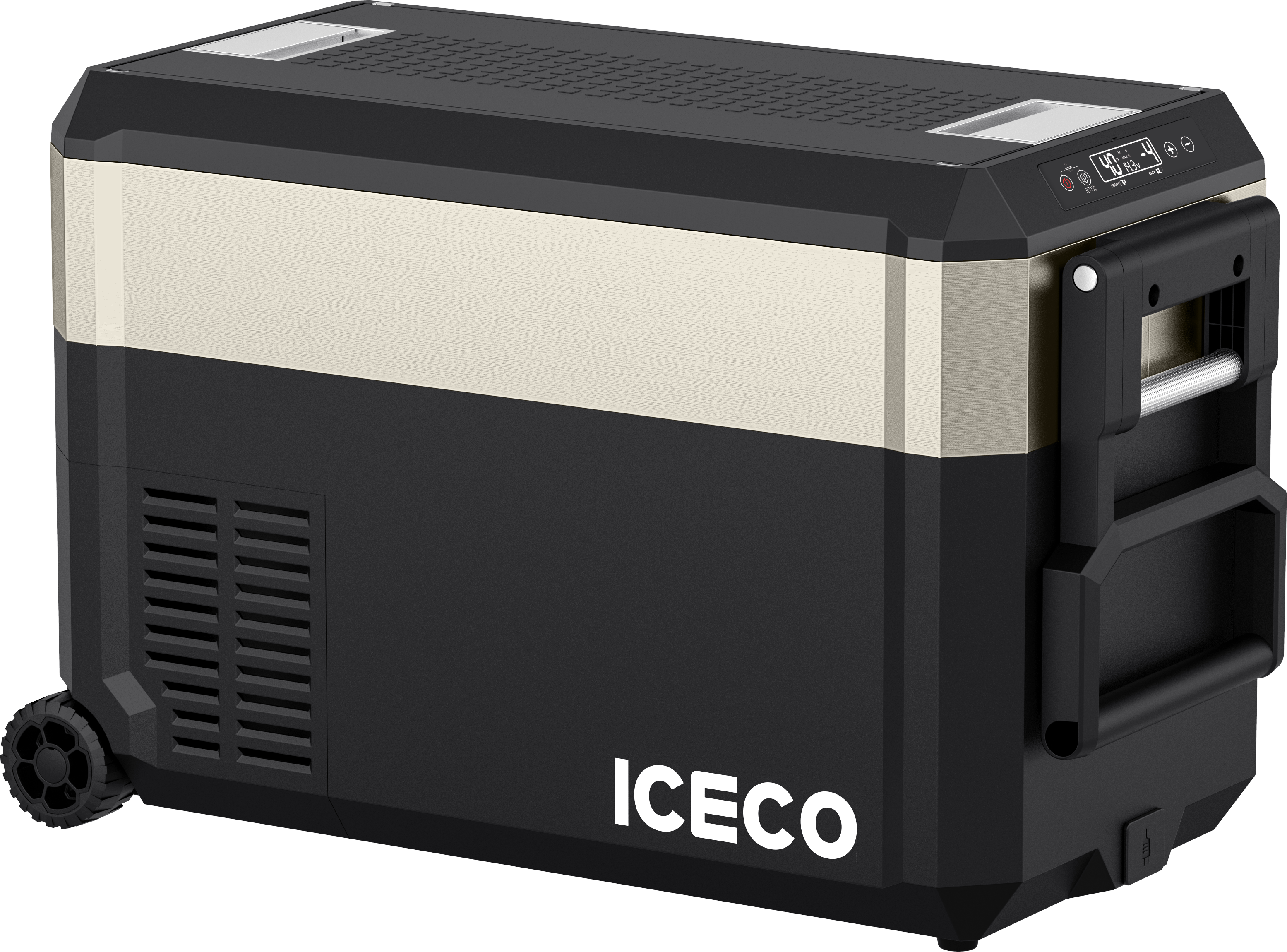 JP40 Pro Dual Zone Wheeled Portable Freezer- Golden | ICECO | 40 LT Gold JP Pro Series ICECO- Overland Kitted