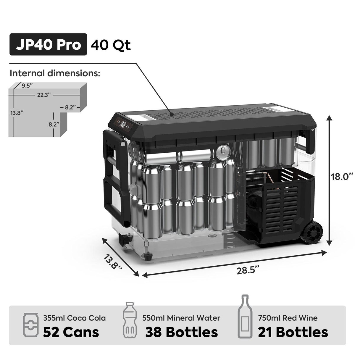 JP40 PRO Single Zone Portable Freezer With Cover - Silver | ICECO | 40 LT JP Pro Series ICECO- Overland Kitted