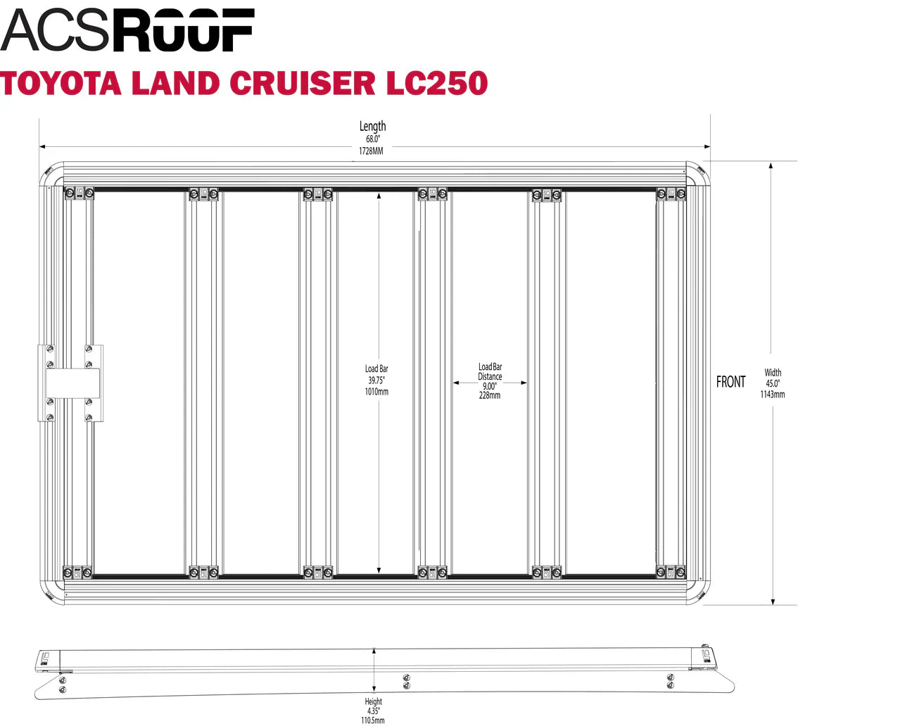 2024+ Toyota Land Cruiser LC250 ACS Over Cab Platform Rack - 3/4 Rack | Leitner Designs