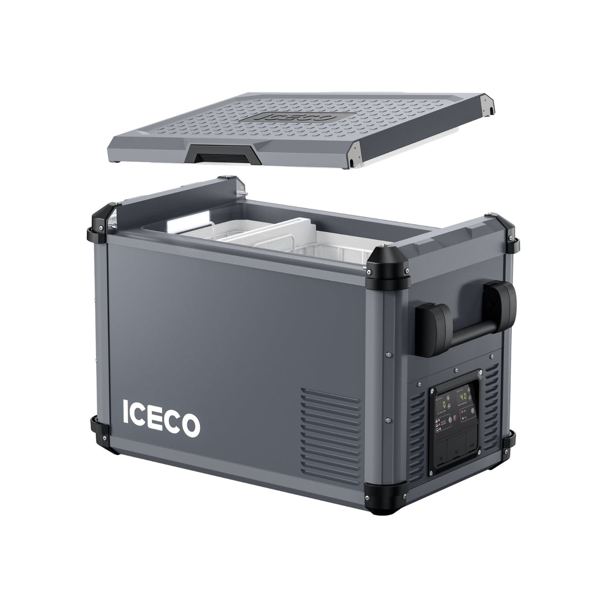 Gray ICECO VL45ProD with the lid lifted off