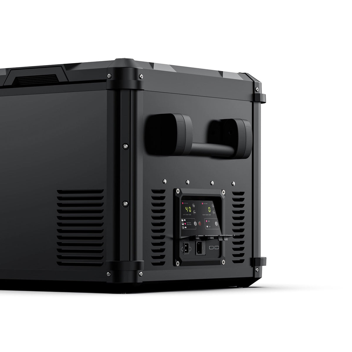 Close-up of the black VL75ProD side handle and control panel