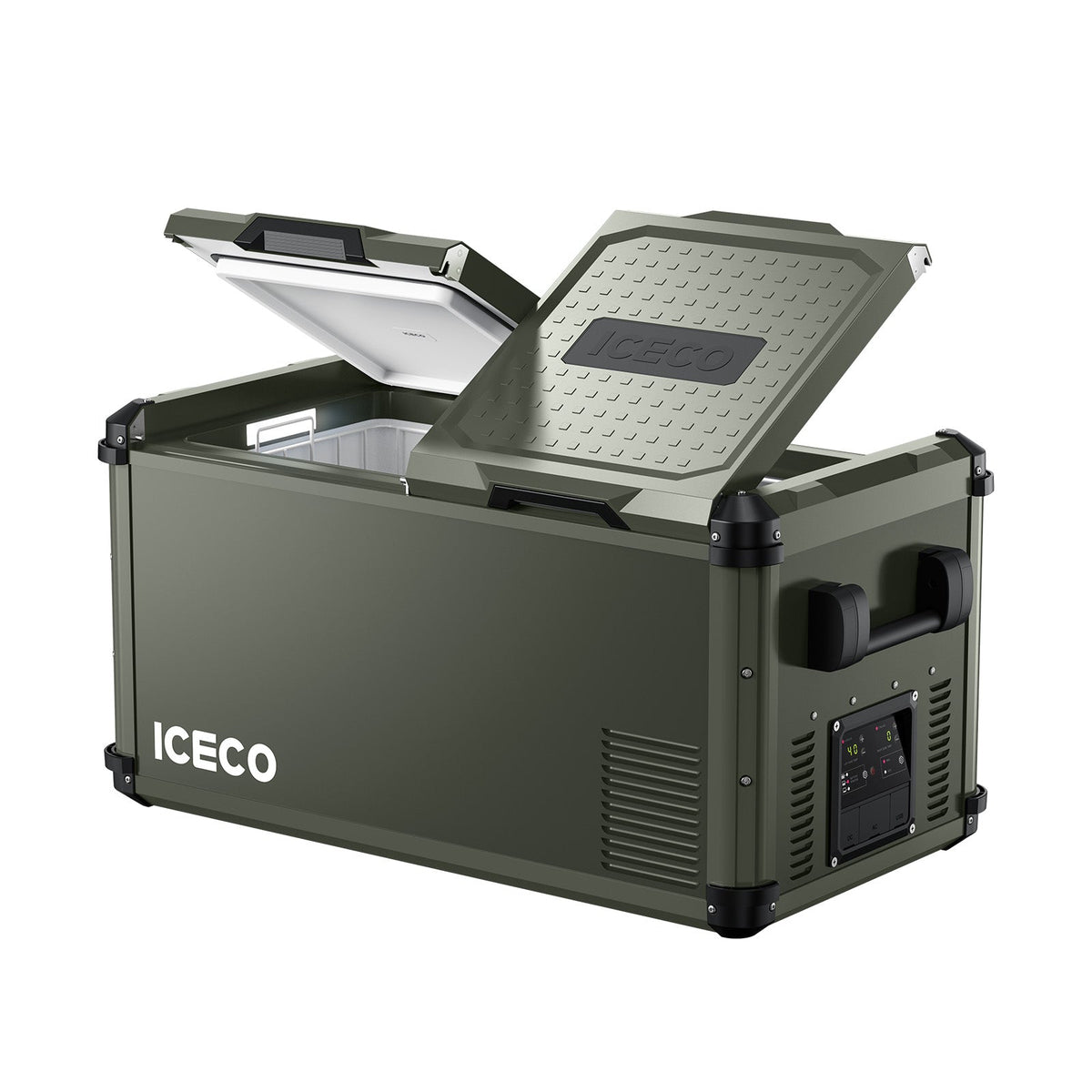 Olive ICECO VL75ProD with both lids open