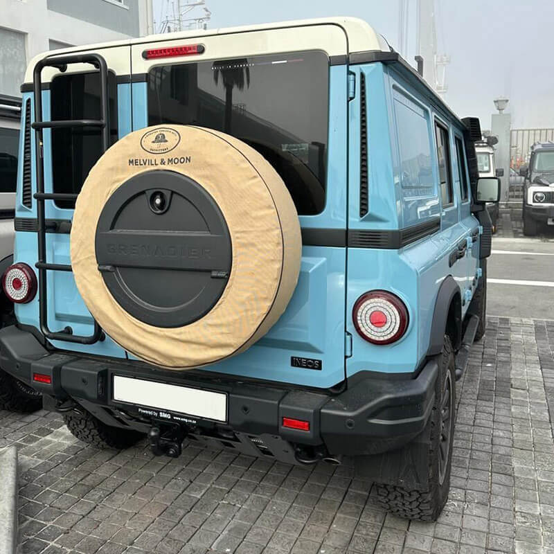 Melvill & Moon Doughnut wheel cover in Sand Overland Kitted