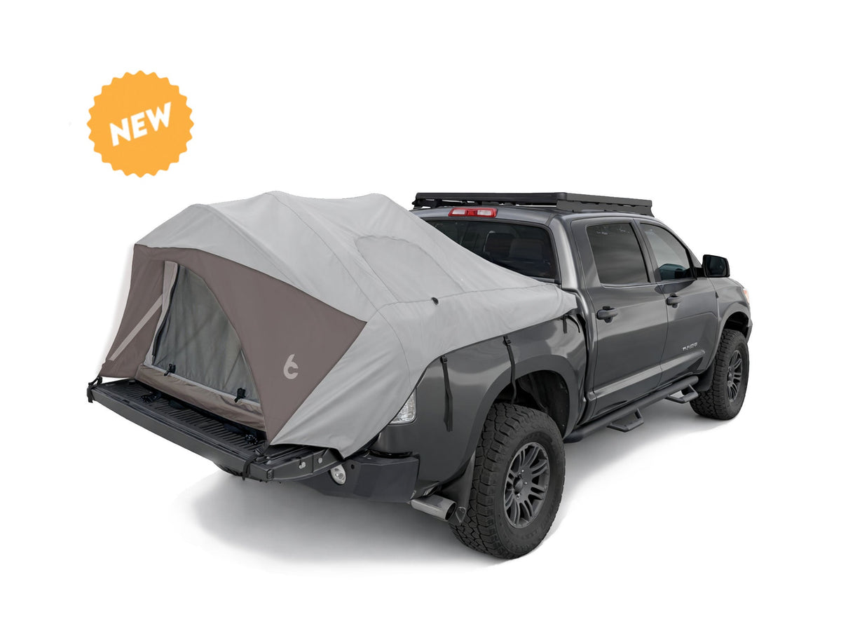 C6 Rev Pickup Truck Tent – set up on the bed of a pickup truck