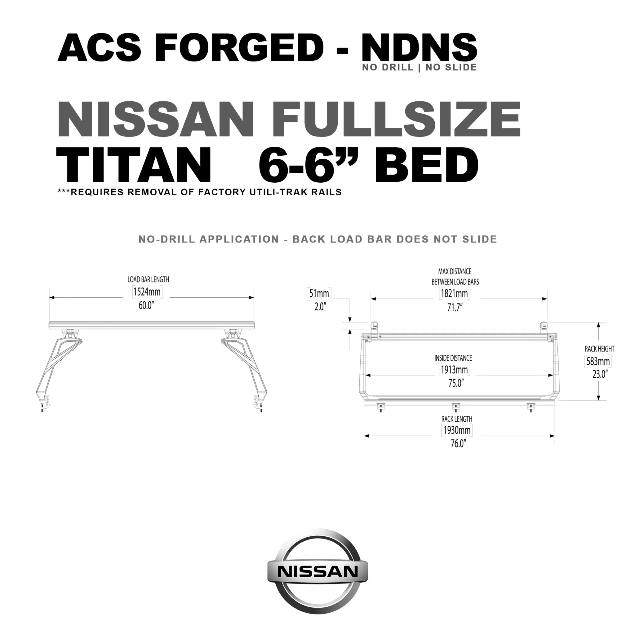 Nissan Titan 6'6" bed with Leitner Designs ACS Forged bed rack