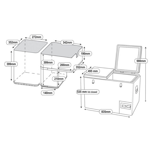 72L Legacy Smart QC Fridge/Freezer  Fridges National Luna- Overland Kitted