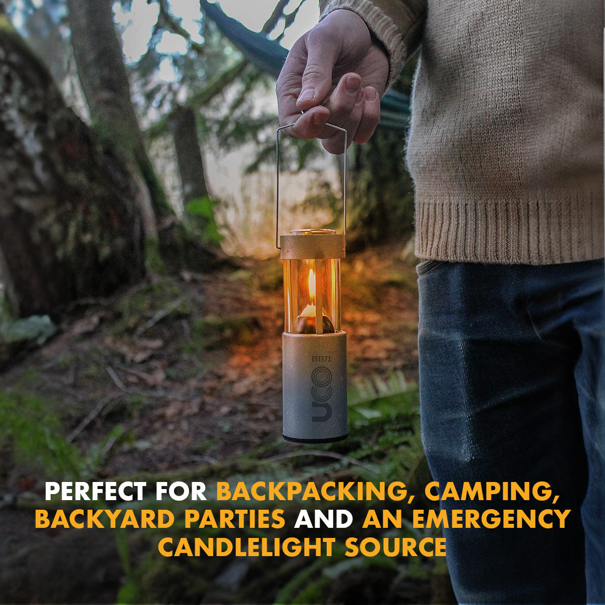 Silver UCO Candlelier candle lantern collapsed down for storage