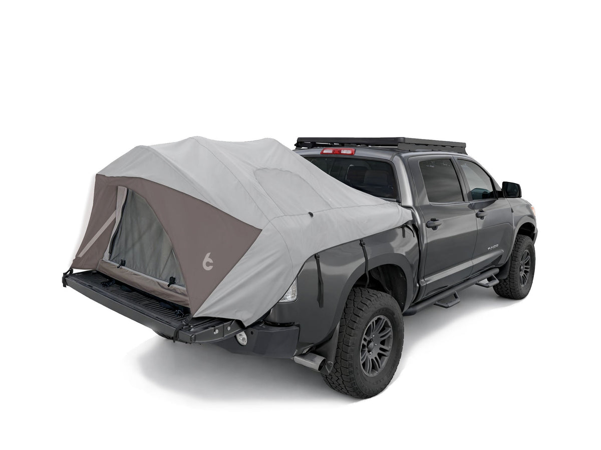C6 Rev Pickup Truck Tent – set up on the bed of a pickup truck