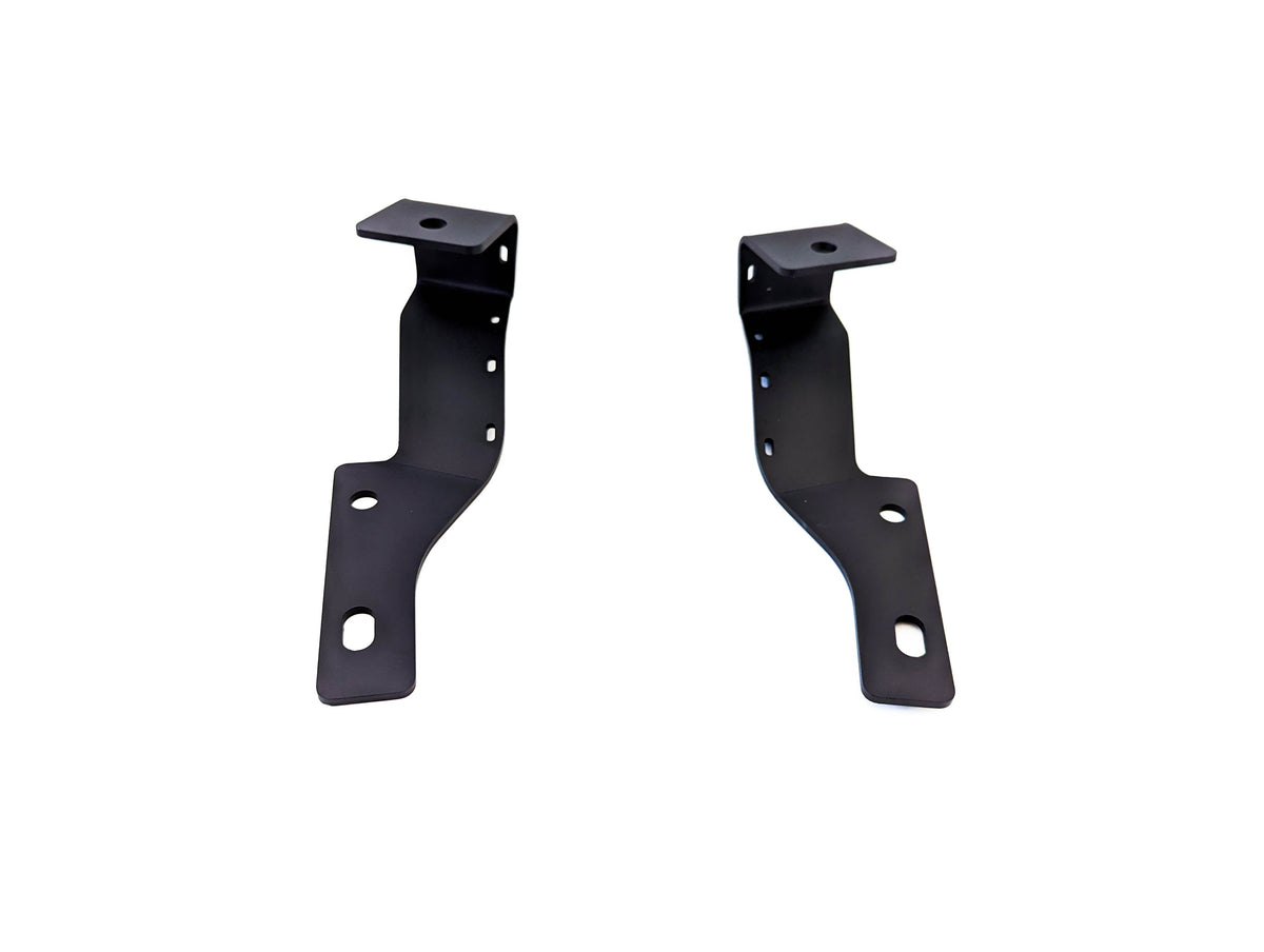 Pair of black ditch light brackets on a white background