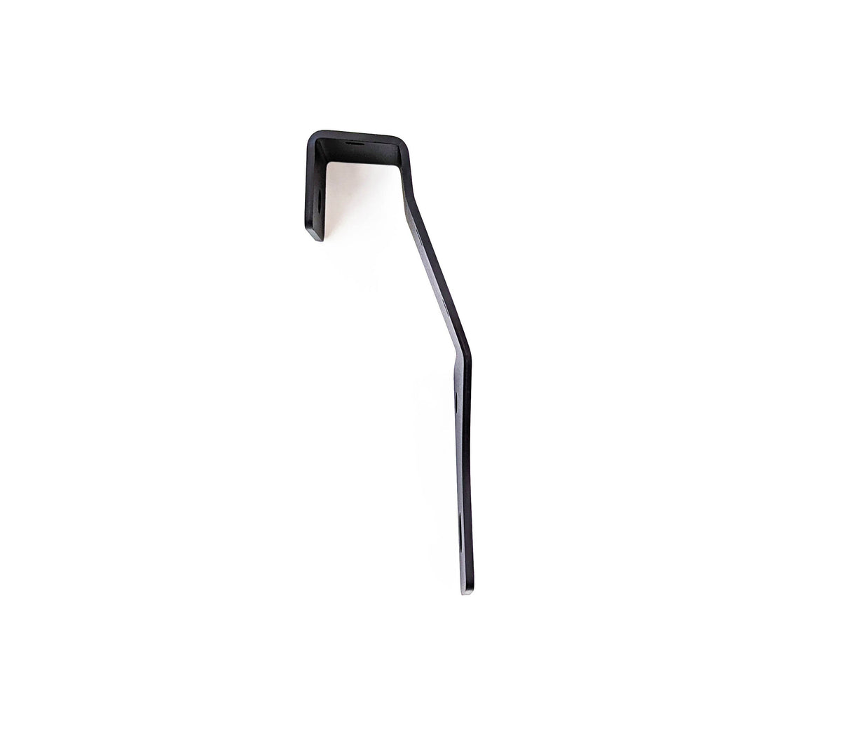 Single black bracket seen from the side on a white background