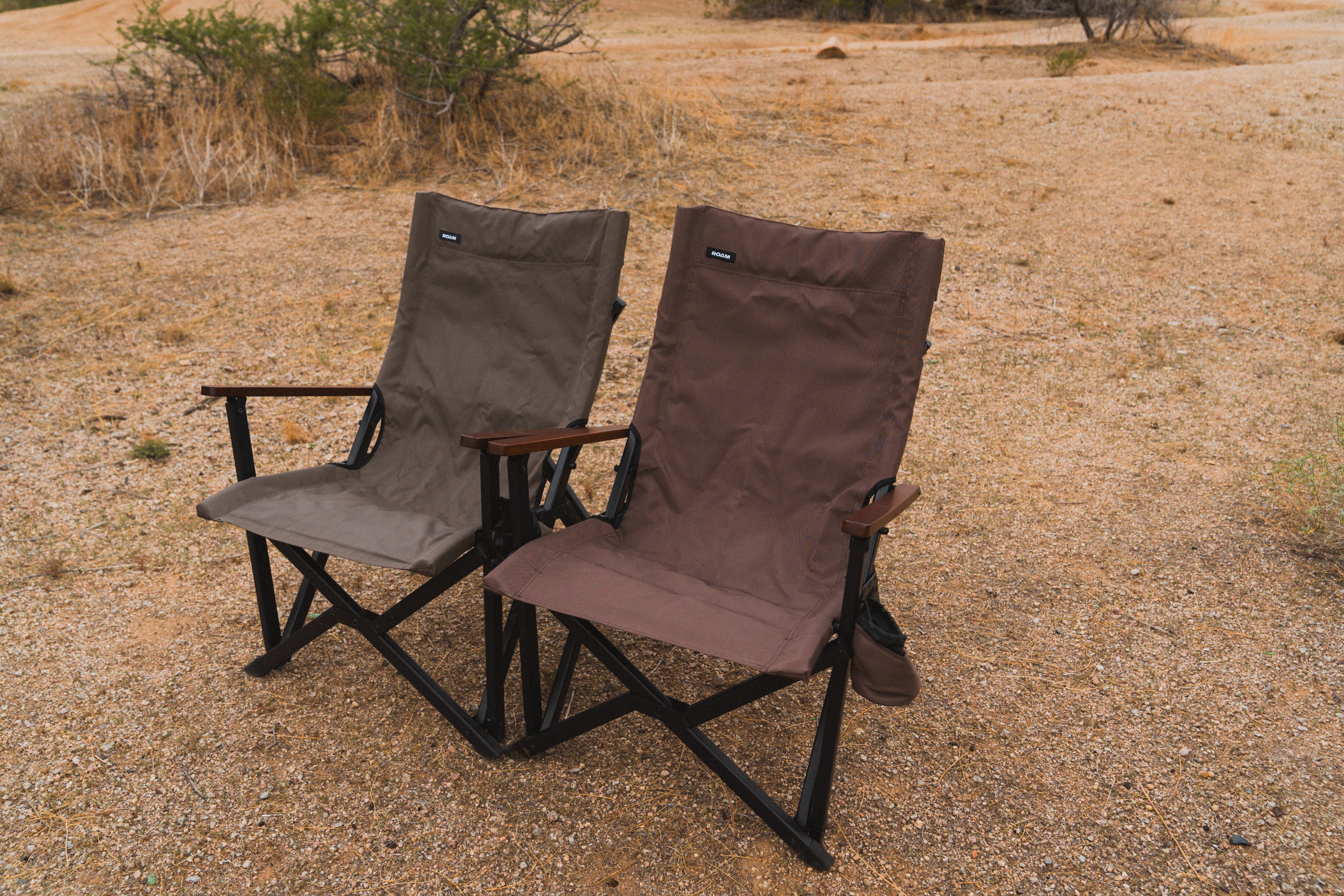 ROAM Camp Chair in Brown, angled view