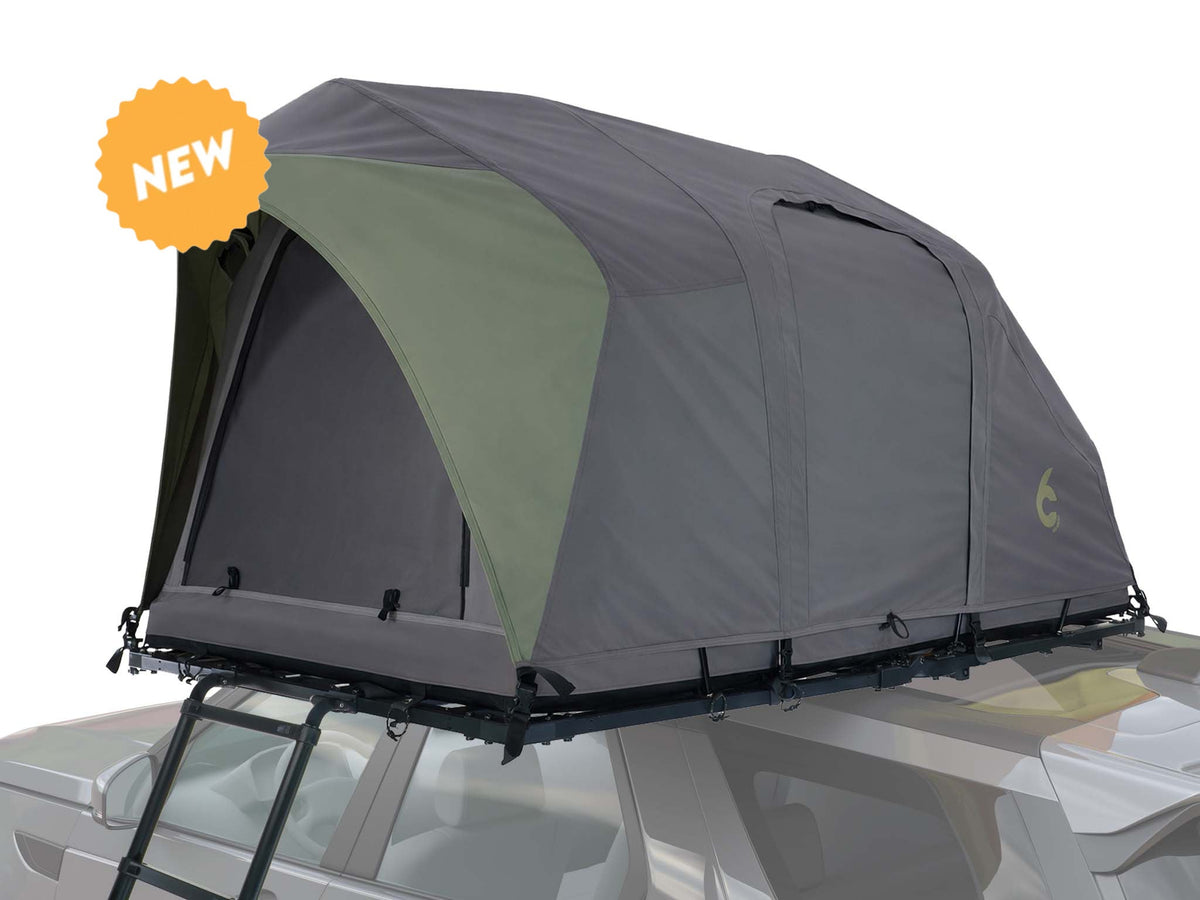 C6 Rev Rooftop Tent X (Element) – on roof platform with green fly sheet