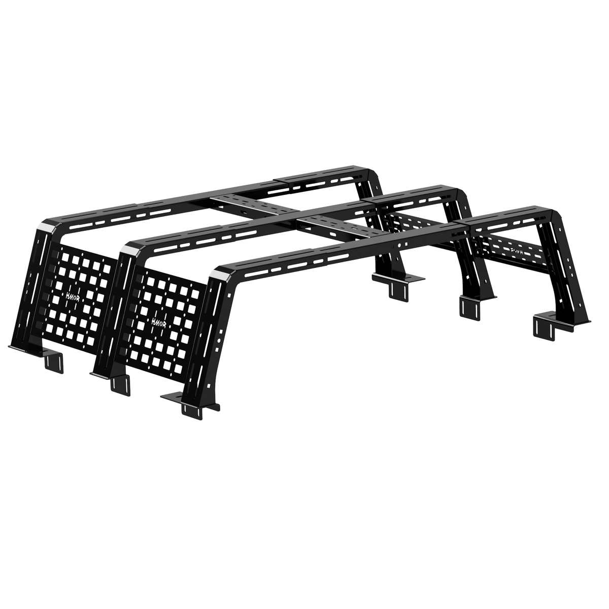 HMOR ROCK-IT bed rack for 2023-2026 Chevy Colorado, black powder-coated render, tall height without side panels