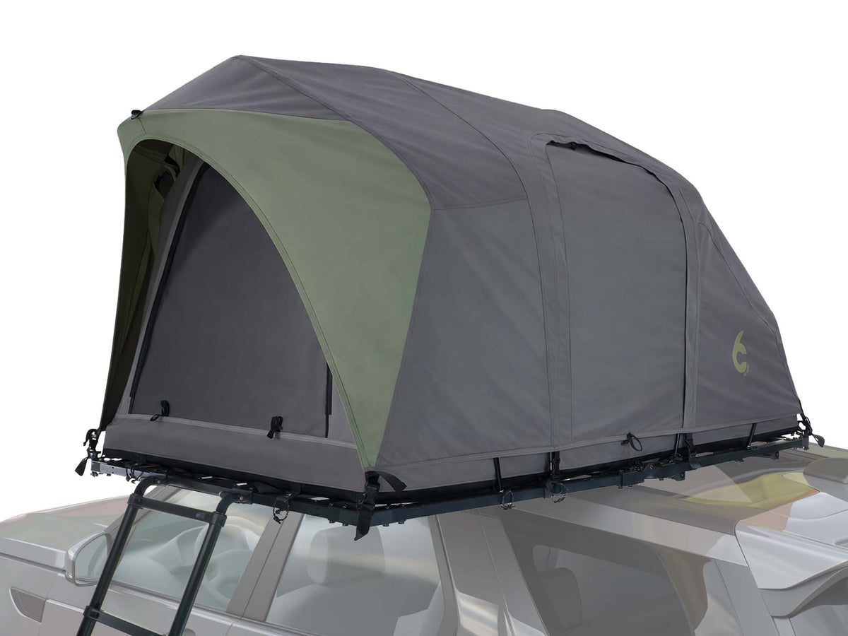 C6 Rev Rooftop Tent X (Element) – on roof platform with green fly sheet