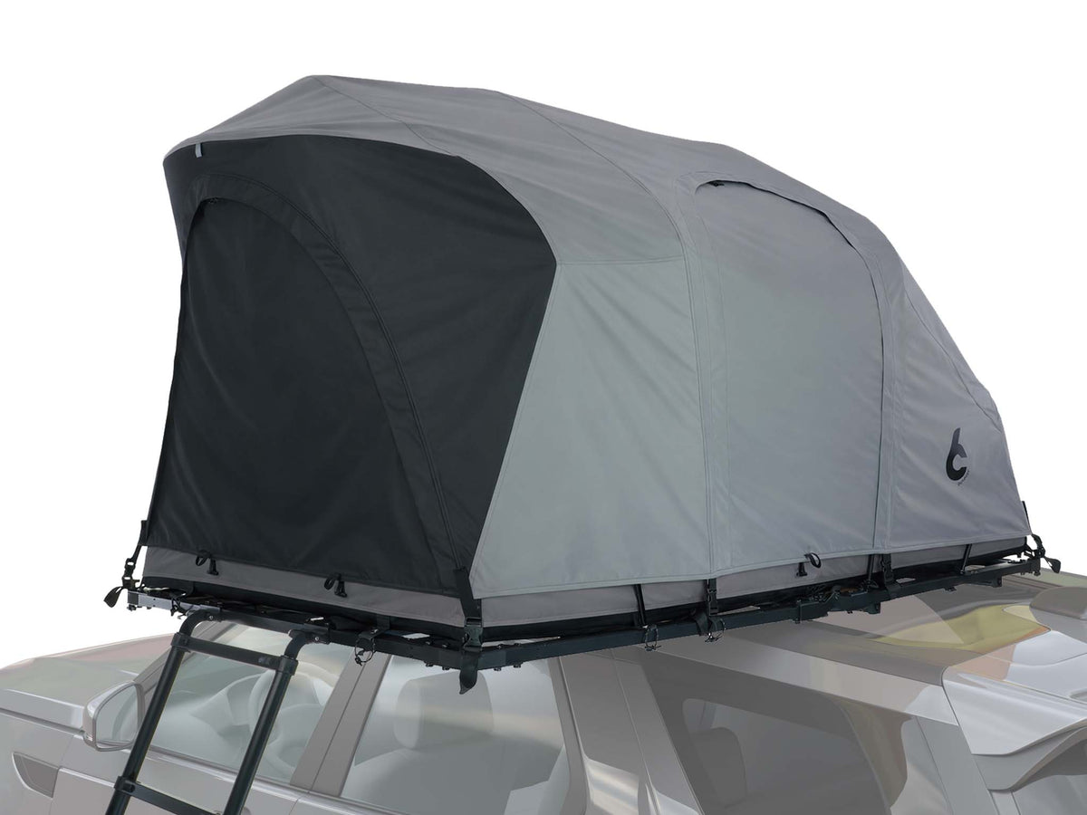 C6 Rev Rooftop Tent X (HellaStorm) – on roof platform with dark fly sheet