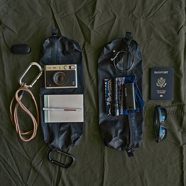 Colfax Equipment Module — UL pouches open and packed with camera and travel EDC gear