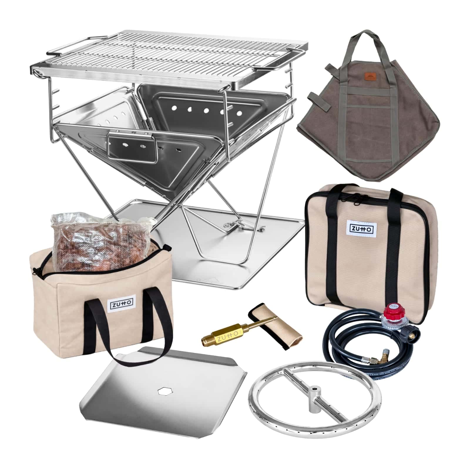 Multi fuel fire pit combo Zutto SP1 and Campingmoon MT-045 fire pit (wood and propane)
