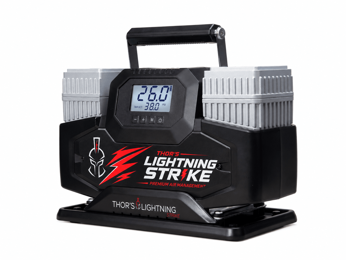 Lightning Strike Pro compressor, Standard Edition faceplate, angled front view on white background