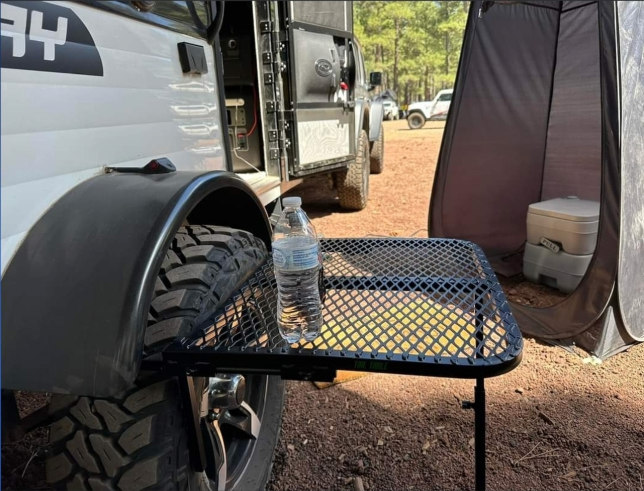 SMALL - Aluminum Camping Table Aluminum Standard Tail Gater Tire Table- Overland Kitted