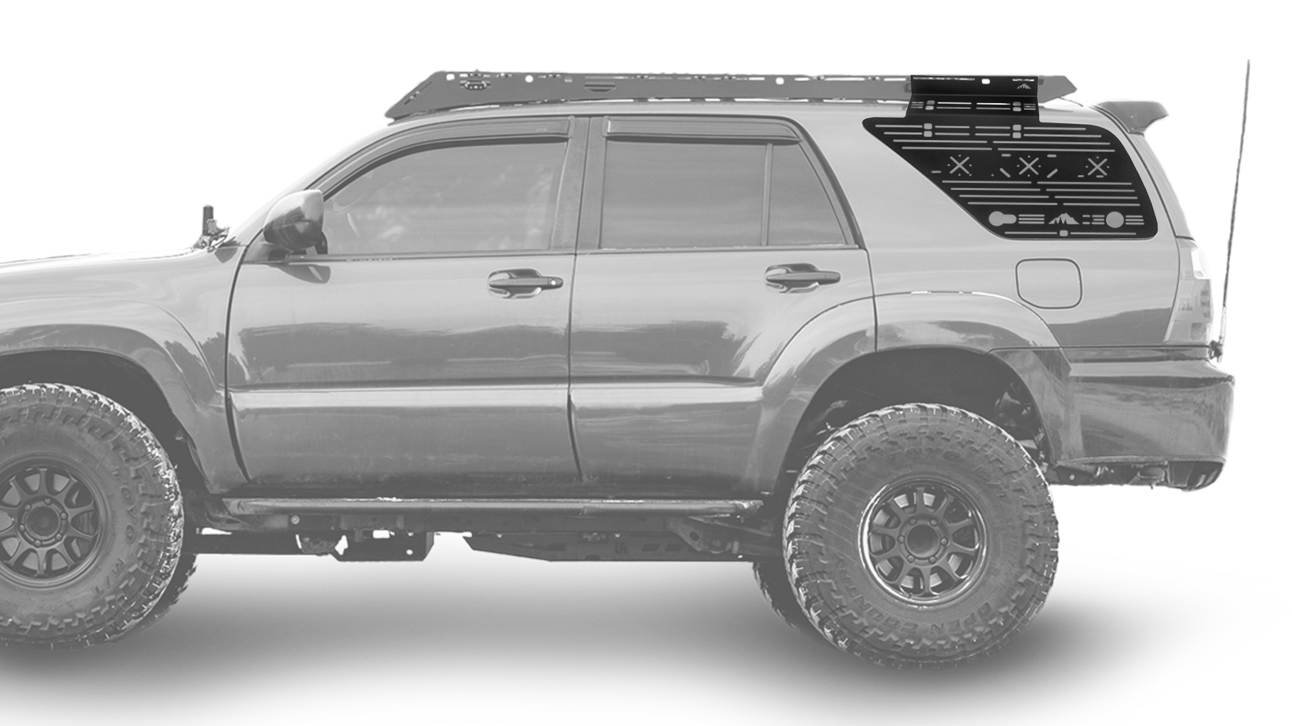 Silver Toyota 4 Runner with Sherpa Window panel