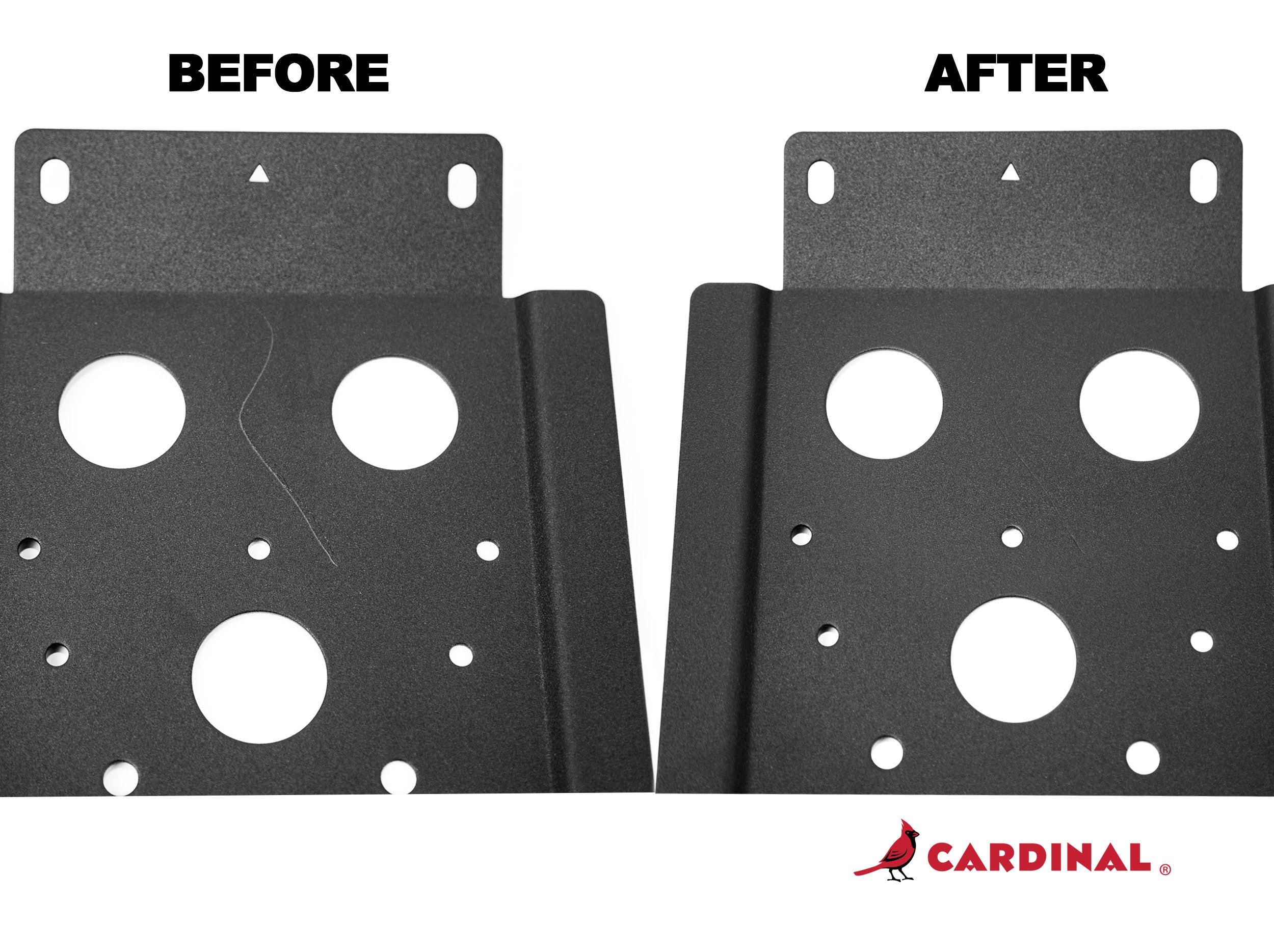 BEFORE AND AFTER TOUCH UP PAINT ON UNIVERSAL MOUNTING PLATE